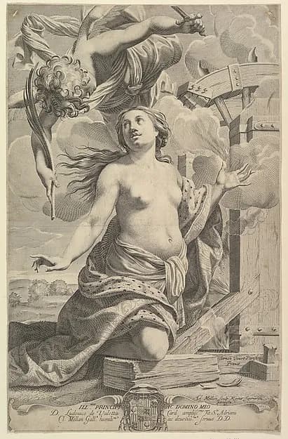 Martyrdom of St. Catherine by Claude Mellan depicting Romans 8