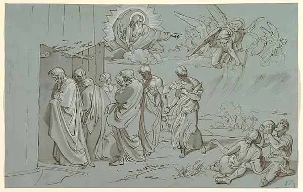 God Summons Noah and His Family into the Ark by Joseph von Führich depicting Genesis 7