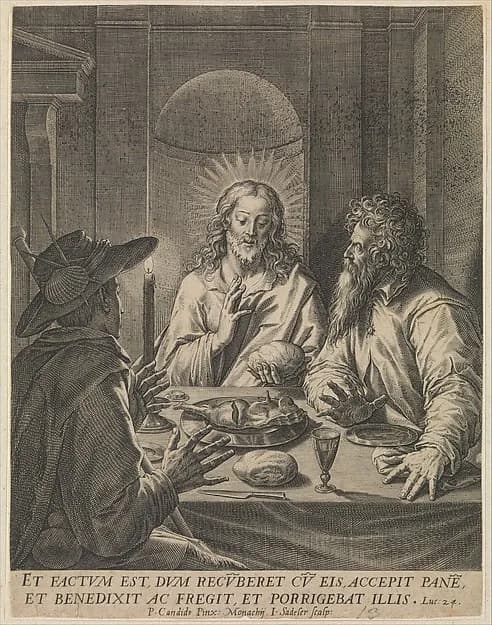 Christ in Emmaus by Johann Sadeler I depicting John 1