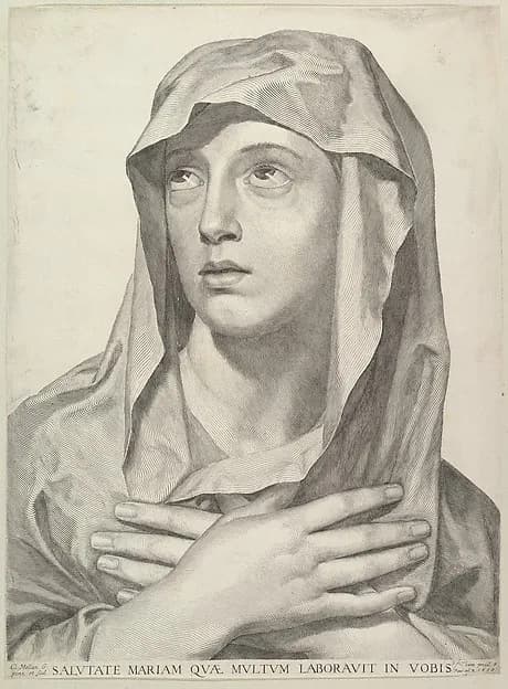 Bust of the Virgin by Claude Mellan depicting Luke 1