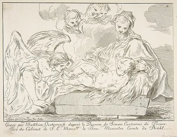 Virgin and Child with an angel by Matthias Oesterreich depicting Luke 2
