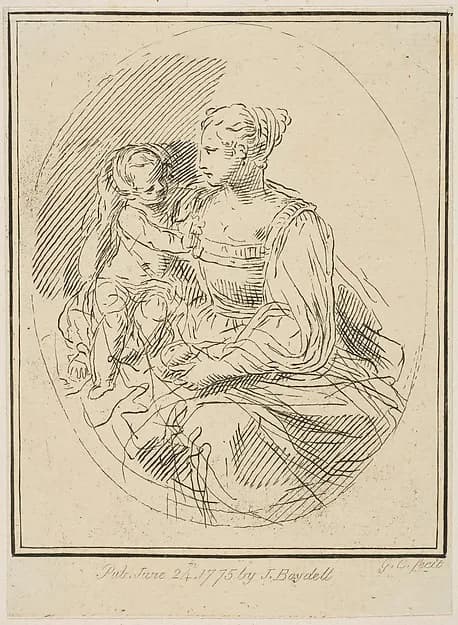 Virgin and Child by Simone Cantarini depicting Luke 2
