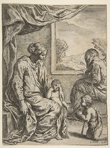 Holy Family with Saint John the Baptist by Carlo Ridolfi depicting Matthew 3