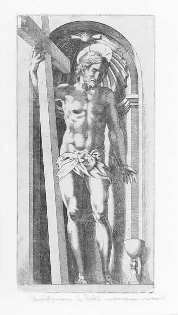 Christ Holding a Cross in a Niche by René Boyvin depicting John 1