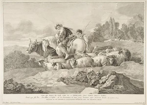 One of the Sons of Noah who Goes to Populate a Part of the Earth (Uno de figli di Noè che va a popolare una parte della terra) by Pietro Monaco depicting Genesis 10