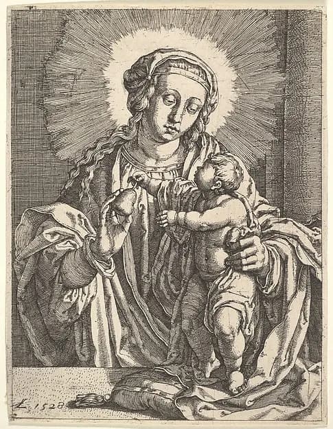 Virgin and Child by Simon Wynhoutsz Frisius depicting Luke 2