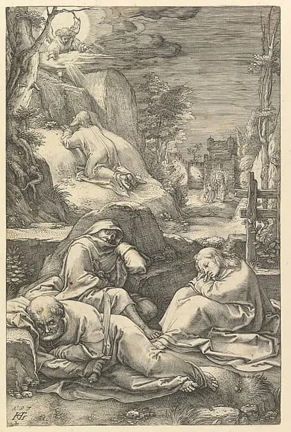 The Agony in the Garden, from "The Passion of Christ" by Hendrick Goltzius depicting Matthew 26