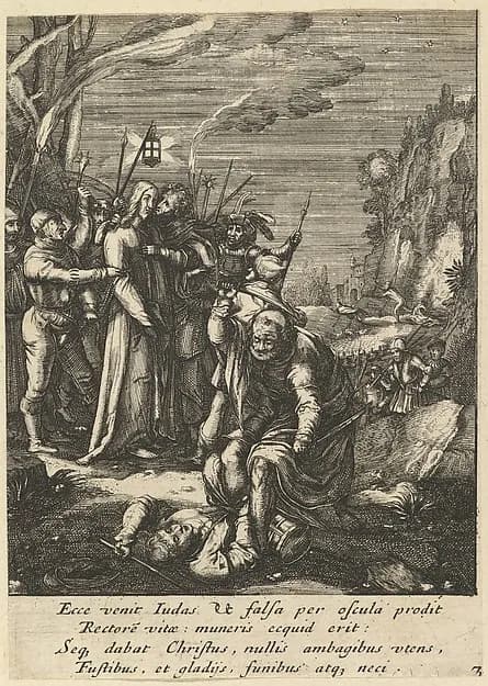 The Betrayal of Christ, from "The Passion of Christ" by Nicolas Cochin depicting Matthew 26