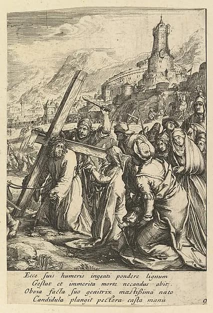 Christ Carrying the Cross, from "The Passion of Christ" by Nicolas Cochin depicting Mark 15
