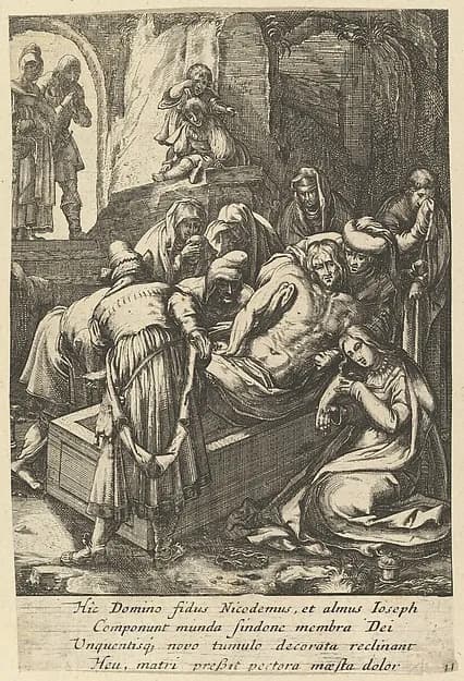 The Entombment, from "The Passion of Christ" by Nicolas Cochin depicting Luke 23