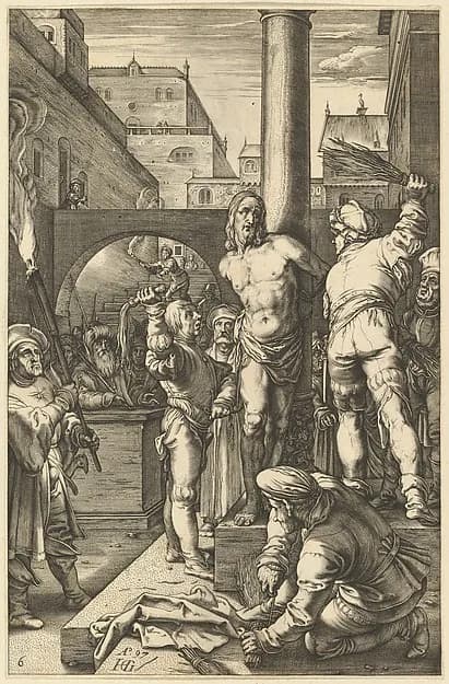 The Flagellation, from "The Passion of Christ" by Anonymous depicting Matthew 27