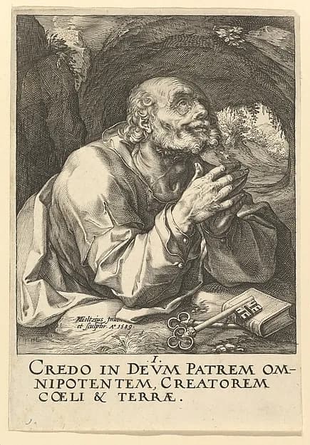 St. Peter, from "Christ, the Apostles and St. Paul with the Creed" by Hendrick Goltzius depicting Matthew 4