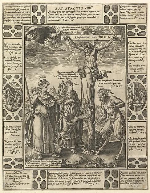 Satisfactio Christi, from "Allegories of the Christian Faith, from Christian and Profane Allegories" by Hendrick Goltzius depicting Matthew 27
