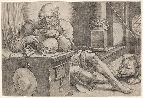 St. Jerome by Lucas van Leyden depicting Romans 8