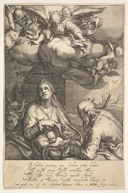 The Nativity by Jacob Matham depicting Luke 2