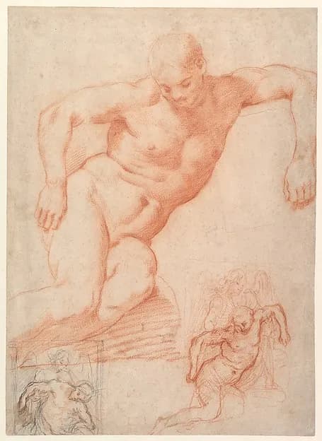 Studies of the Dead Christ supported by an Angel, with subsidiary studies for the same composition by Poppi (Francesco Morandini) depicting John 1