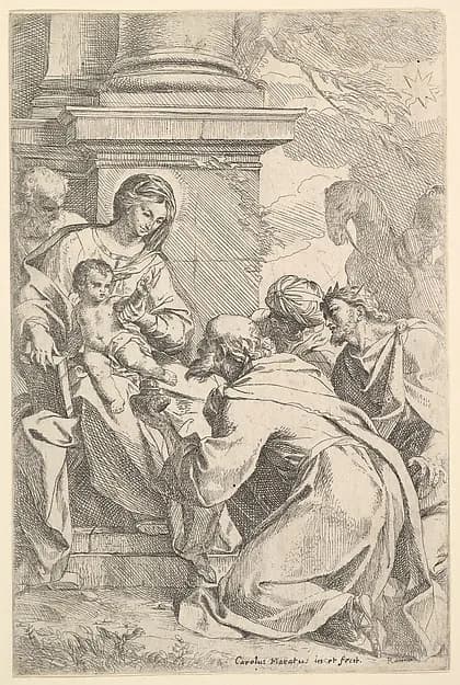 The Adoration of the Magi by Carlo Maratti depicting Matthew 2