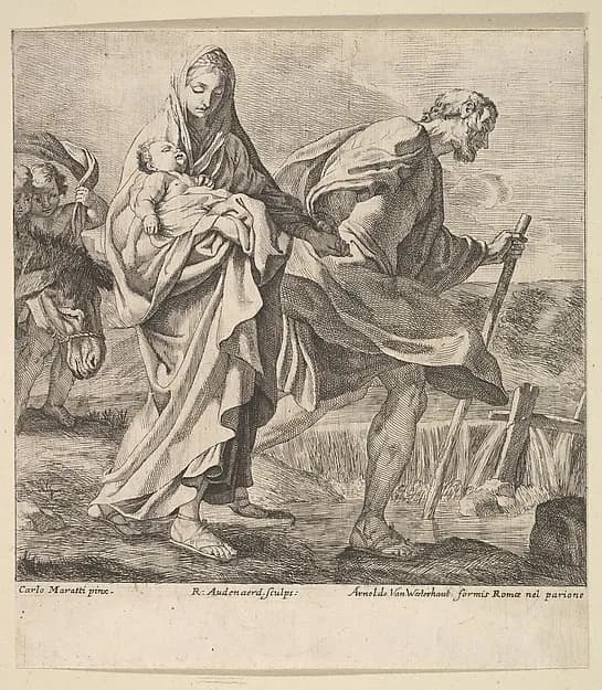 Flight into Egypt by Robert van Audenaerde depicting Matthew 2