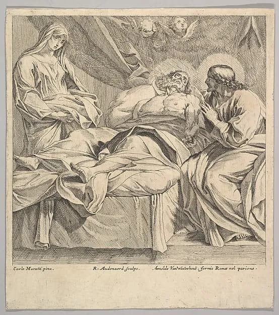 The Death of St. Joseph by Robert van Audenaerde depicting Luke 1