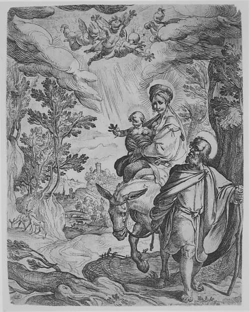 The Flight into Egypt by Antonio Tempesta depicting Matthew 2