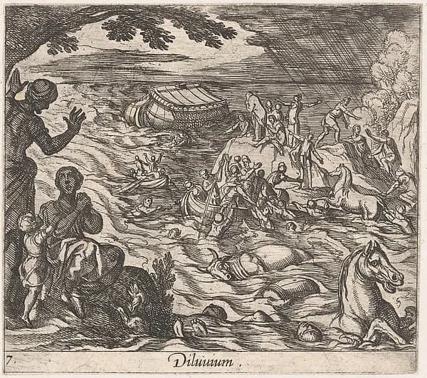 Plate 7: The Flood (Diluvium.), from Ovid's 'Metamorphoses' by Antonio Tempesta depicting Genesis 7