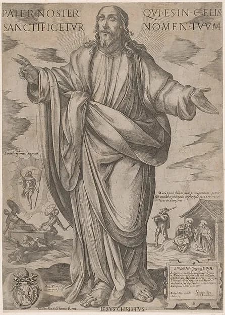 Standing Christ, Blessing from "Christ, Mary and the Apostles" by Antonio Tempesta depicting John 1