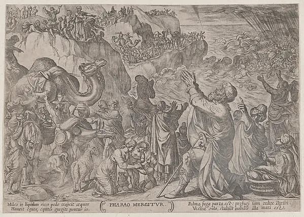 Plate 8: The Egyptians Drowning in the Red Sea, from "The Battles of the Old Testament" by Antonio Tempesta depicting Exodus 14