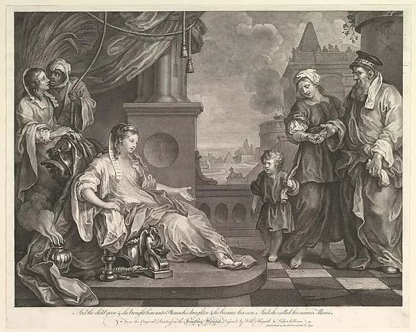 Moses Brought to Pharaoh's Daughter (Exodus 2:10) by William Hogarth depicting Exodus 2