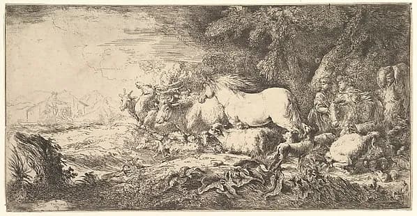 Entry of the animals into Noah's ark by Giovanni Benedetto Castiglione (Il Grechetto) depicting Genesis 7