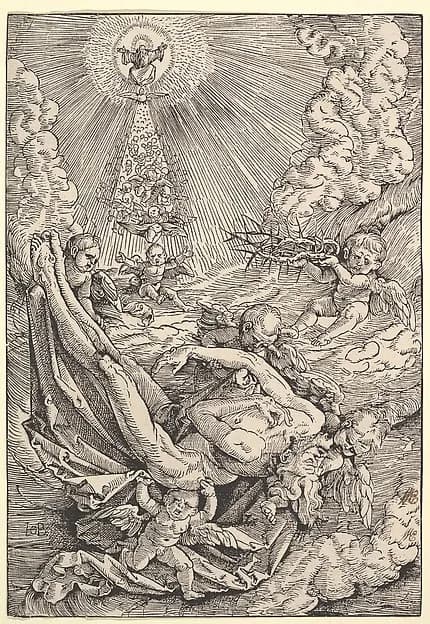 The Body of Christ Carried by Angels towards Heaven by Hans Baldung Grien depicting John 1