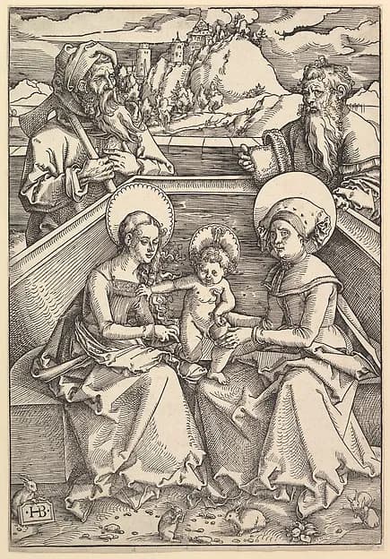The Holy Family with St. Anna and St. Joachim by Hans Baldung Grien depicting Luke 2