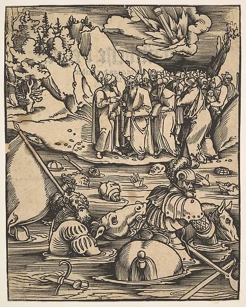 The Egyptians Crossing the Red Sea, from Das Buch Granatapfel by Hans Baldung Grien depicting Exodus 14