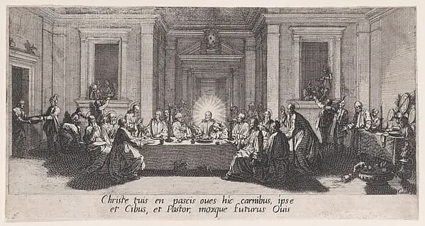 La Cêne (The Last Supper), from "La Grande Passion" (The Large Passion) by Jacques Callot depicting Matthew 26