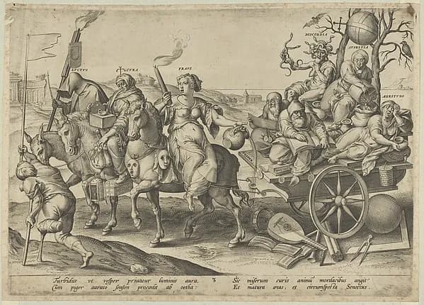 Adulthood (Evening), from "The Four Ages of Man and Death with the Last Judgment" by Hieronymus (Jerome) Wierix depicting Revelation 20