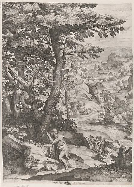 St John the Baptist in the Wilderness by Cornelis Cort depicting Matthew 3