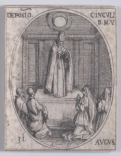 Fête à la Sainte Vierge (Celebration of the Blessed Virgin), August 31st, from "Les Images De Tous Les Saincts et Saintes de L'Année" (Images of All of the Saints and Religious Events of the Year) by Jacques Callot depicting Luke 1