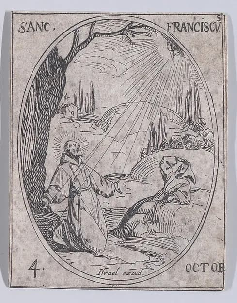 S. François (St. Francis), October 4th, from "Les Images De Tous Les Saincts et Saintes de L'Année" (Images of All of the Saints and Religious Events of the Year) by Jacques Callot depicting Matthew 5