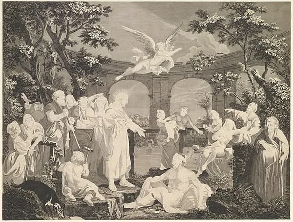 The Pool of Bethesda (St. John, Chapter 5) by Simon Francis Ravenet, the elder depicting John 1