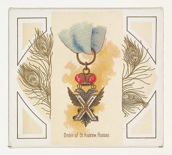 Order of Saint Andrew, Russia, from the World's Decorations series (N44) for Allen & Ginter Cigarettes by Allen & Ginter depicting Matthew 4