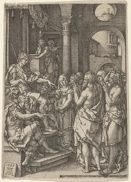 Susanna Accused of Adultery, from The Story of Susanna by Heinrich Aldegrever depicting Daniel 13