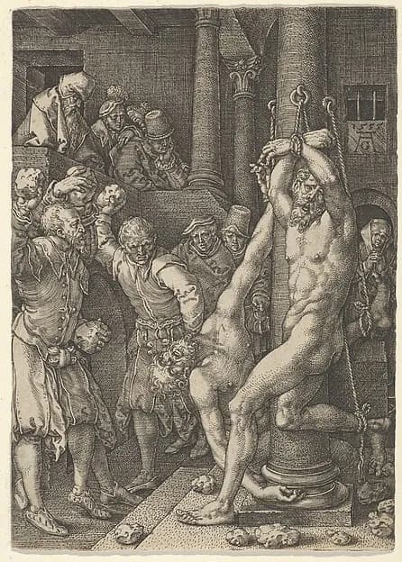 The Stoning of the Elders, from The Story of Susanna by Heinrich Aldegrever depicting Daniel 13