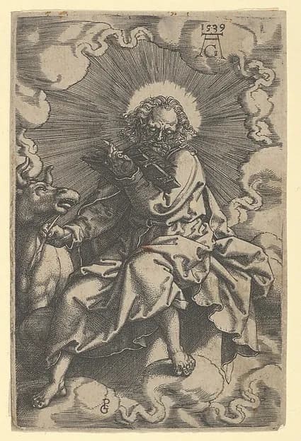 Saint Luke, from "The Four Evangelists" by Heinrich Aldegrever depicting Luke 1
