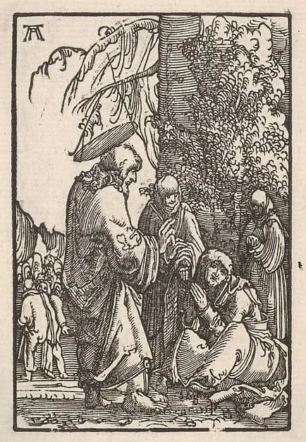 Christ Taking Leave of His Mother, from "The Fall and Salvation of Mankind Through the Life and Passion of Christ" by Albrecht Altdorfer depicting Luke 1