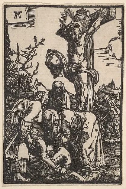 The Crucifixion, from "The Fall and Salvation of Mankind Through the Life and Passion of Christ" by Albrecht Altdorfer depicting Matthew 27