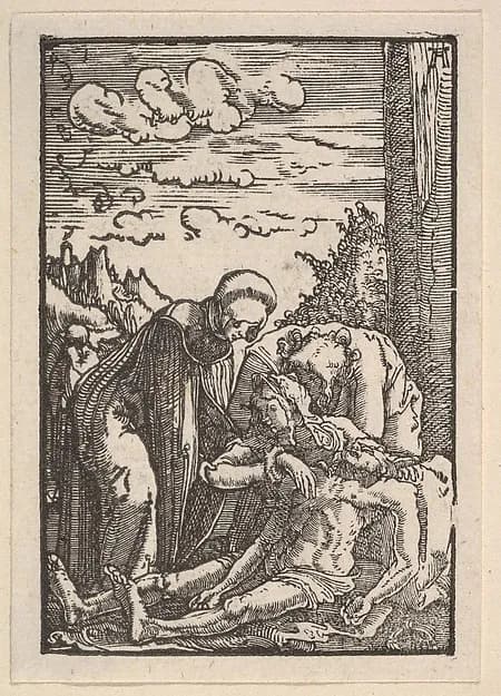 Lamentation, from "The Fall and Salvation of Mankind Through the Life and Passion of Christ" by Albrecht Altdorfer depicting Mark 15