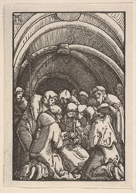 Death of the Virgin, from "The Fall and Salvation of Mankind Through the Life and Passion of Christ" by Albrecht Altdorfer depicting Luke 1