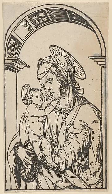 Virgin and Child Under an Arch by Hans Burgkmair depicting Luke 2