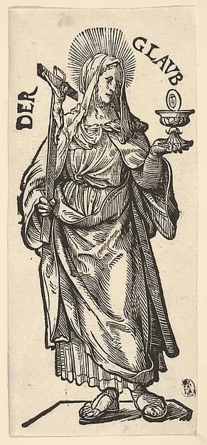 Faith (Der Glaub), from "The Seven Virtues" by Hans Burgkmair depicting Matthew 27
