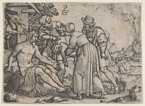 The Persecution of Job by Georg Pencz depicting Job 1