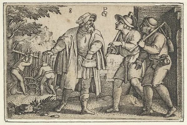 The Parable of the Father and His Two Sons in the Vineyard, from The Story of Christ by Georg Pencz depicting John 1